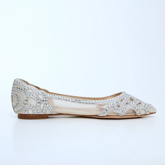 NIB Badgley Mischka Gigi Crystal Embellished Pointed Toe Flats - Picture 7 of 15